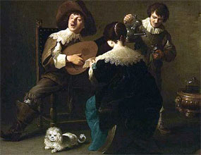 David Teniers the Younger. Interior with a Gentleman Playing a Lute and a Lady Singing, 1640-2