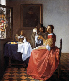 Johannes Vermeer. A Lady and Two Gentlemen, c. 1659.