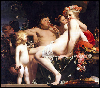 Caesar van Everdingen. Bacchus with Nymphs and Cupid, c1660. Gemldegalerie, Dresden.