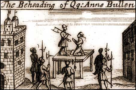The Beheading of Queen Anne Bullen - contemporary woodcut