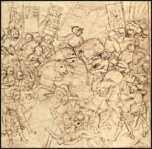 Battle of Shrewsbury from the Beauchamp Pageants, 1483.