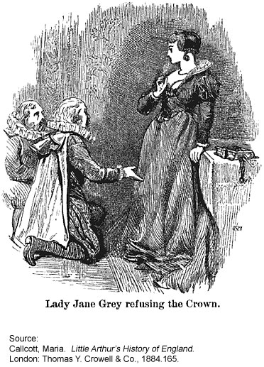 Lady Jane Grey Refusing the Crown 19thc engraving 