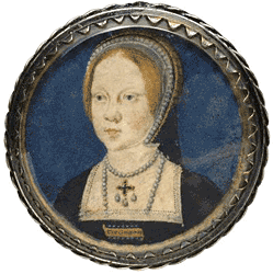 Queen Mary I of England as Princess, c. 1521-25 By Lucas Horenbout (or Hornebolte). NPG.