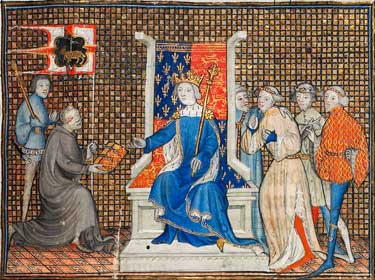Poet Mezieres offering his book to King Richard II
