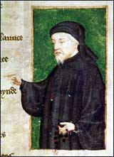 Chaucer portrait in Thomas Hoccleve's Regiment of Princes, c.1415-20