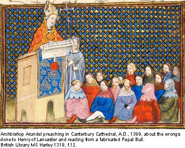 Archbishop Arundel preaching in Canterbury Cathedral 1399