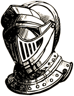 Woodcut of a Medieval Knight's Visored Helmet