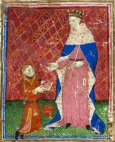 Hoccleve presenting his work to Prince Henry, MS Royal 17 D VI