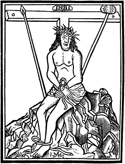Woodcut of Christ and the Cross from Lydgate's Testament (Pynson, 1513?)
