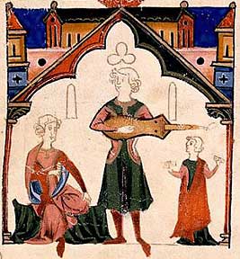 manuscript illumination of medieval guitar
