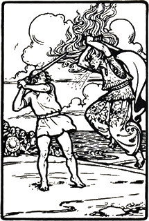 Illustration of Goll fighting the witch