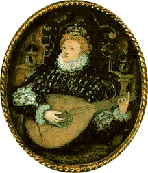 Queen Elizabeth Lute Miniature,
Nicholas Hilliard, c. 1576. Berkeley Castle.