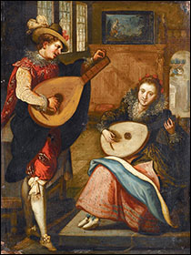 Follower of Louis de Caullery. Lady and Gentleman Playing Lutes. Early 17thC.