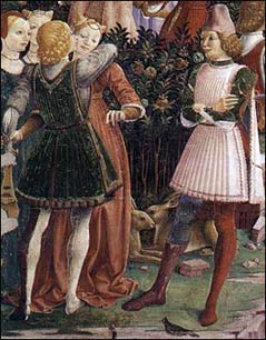 Francesco del Cossa. Allegory of April: Triumph of Venus  [detail]. c.1470.