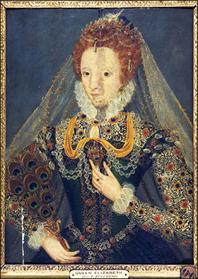 Elizabeth in green gown, damaged. National Museum of Wales