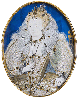 Queen Elizabeth I miniature by Nicholas Hilliard, c.1595-1600.