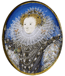 Hilliard miniature of Queen Elizabeth I, c. 1586. The Rijksmuseum, Netherlands