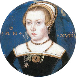 Miniature portrait of Princess Elizabeth, c. 1550 attributed to Levina Teerlinc