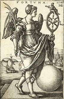 Goddess Fortuna carrying her Wheel of Fortune, 1541
