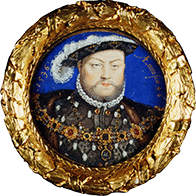 Henry VIII miniature by Nicholas Hilliard, c.1600. Royal Collection.