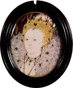 Hilliard miniature of Elizabeth, c. 1595-1600
