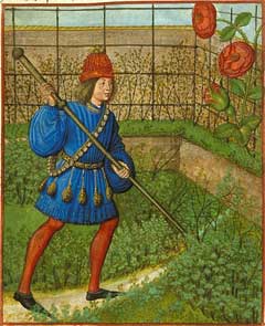 The Lover Tending the Rose. Manuscript illumination from the 'Roman de la Rose'