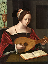 Master of the Female Half-Lengths. St. Mary Magdalen with Lute. c1530.