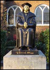Statue of Sir Thomas More in front of Chelsea Old Church, London