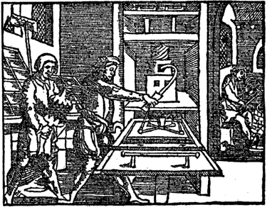 Printing Press. From the 'Ordinarye of Christians', c.1550