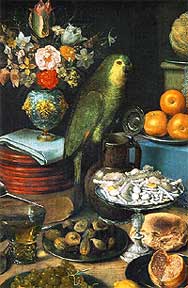 Georg Flegel. Still Life with a Parrot, detail. c. 1630?