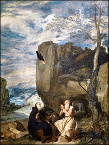 Velazquez. Sts. Anthony Abbot and Paul the first Hermit, c1634.