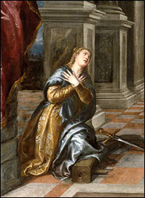 Titian. Saint Catharine of Alexandria at Prayer. Detail. 1567-68.