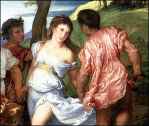 Titian.  Bacchanal of the Andrians, detail.