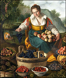 Vincenzo Campi. The Fruitseller, detail. c1580
