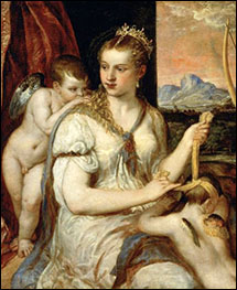 Titian. Venus Blindfolding Cupid.