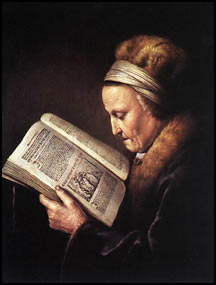 Gerrit Dou. Old Woman Reading a Bible. 1630.