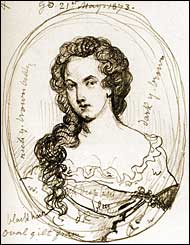 Sketch of a lost Portrait of Aphra Behn by George Scharf, 1873