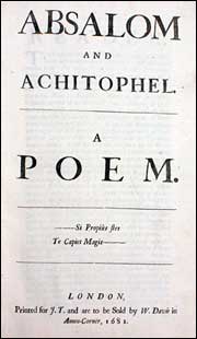 Titlepage of Dryden's Absalom and Achitophel