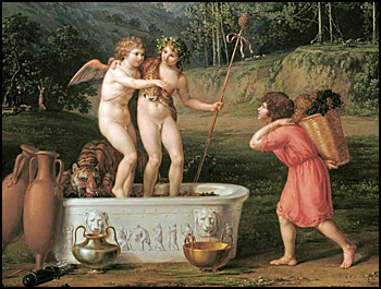 Friedrich Rehberg. Cupid and Bacchus Pressing Grapes. Kunsthandel Peter Mühlbauer.