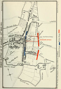 Battlefield Map for the first Battle of St. Albans, 1455