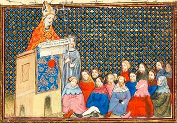 Archbishop Arundel preaching. British Library MS Harley 1319, f. 12