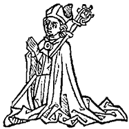 Medieval Woodcut of a Bishop