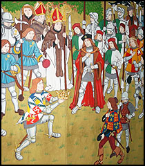 Lord Stanley presenting the crown to Henry VII - Castle Rushen tapestry
