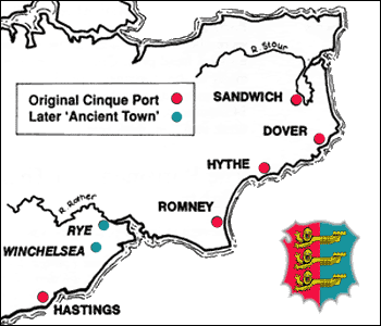 Map of the Cinque Ports