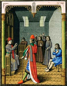 Court Scene. 15th-century French Manuscript