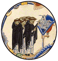 Dominican Monks from a Medieval manuscript at J. Paul Getty Museum.