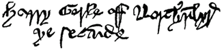 Autograph signature of Henry Percy, 2nd Earl of Northumberland