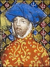 Portrait of John Holland, Duke of Exeter and Earl of Huntingdon from British Library MS Harley 1319, f. 25.