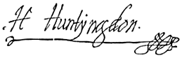 Signature of Henry Hastings, 3rd Earl of Huntingdon from Doyle's 'Official Baronage'