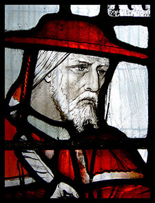 Stained glass window of Cardinal John Morton
